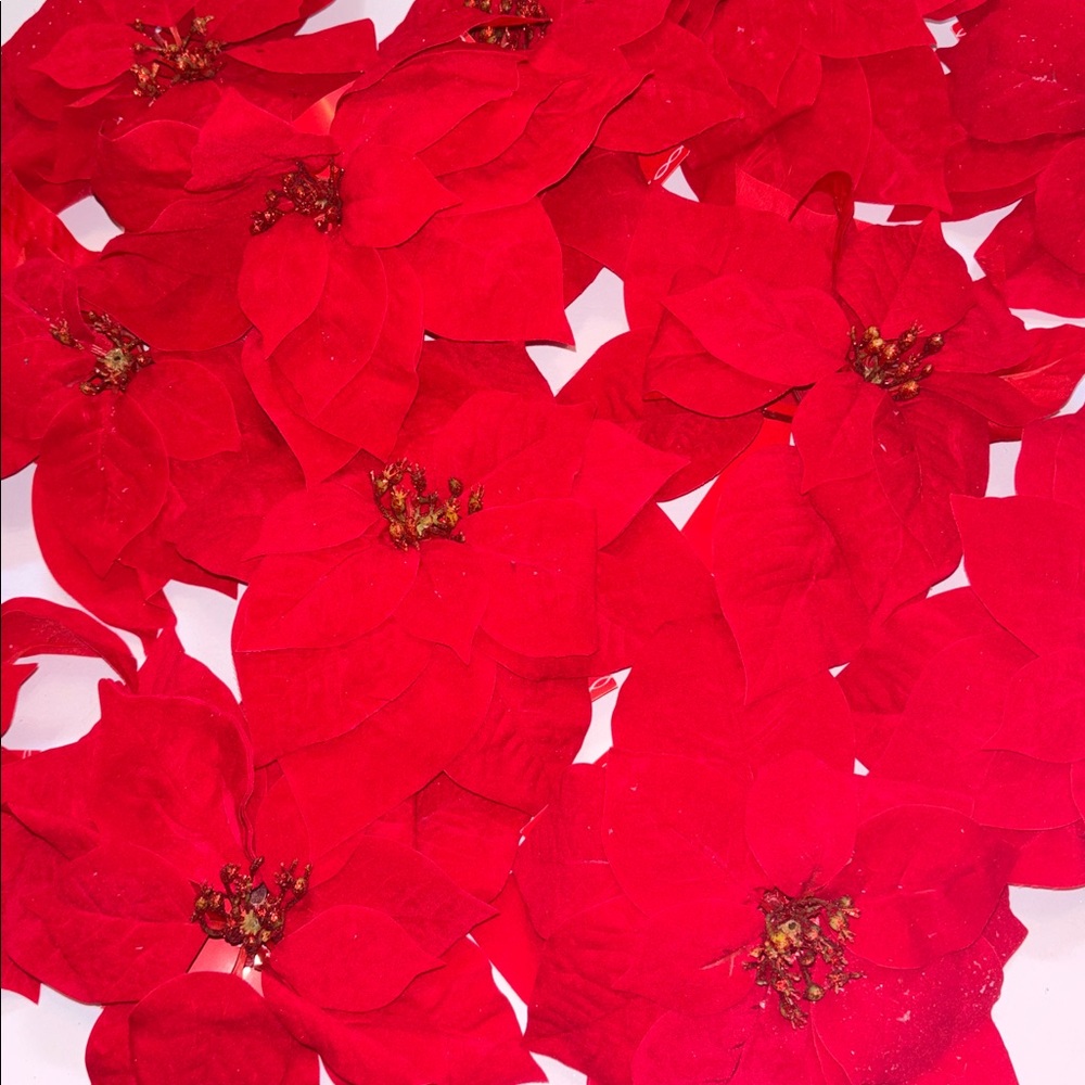 Red Poinsettia Holiday Floral Accents Set of 12 Red Poinsettia Tree Clips Classy
